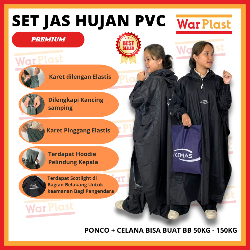 Set Jas hujan tebal / Jas hujan ponco kelelawar - Image 3