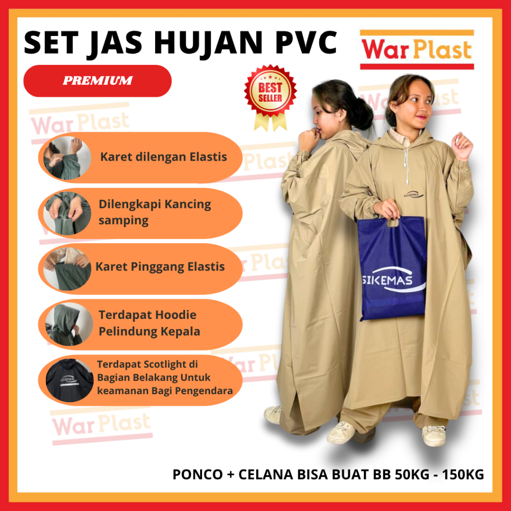 Set Jas hujan tebal / Jas hujan ponco kelelawar - Image 2
