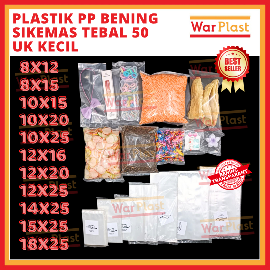 Plastik PP Bening Sikemas Ukuran Kecil