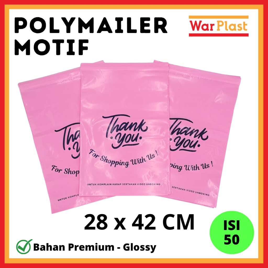 Plastik Motif Thank You dan Unboxing Polymailer Motif Thank You dan Unboxing Tebal Premium Murah
