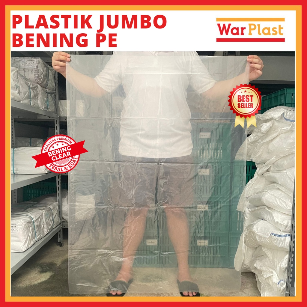 Plastik JUMBO 120x200cm & 90x120 TEBAL PE Anti Sobek Bocor Air Karung Bening Plastik Laundry Besar
