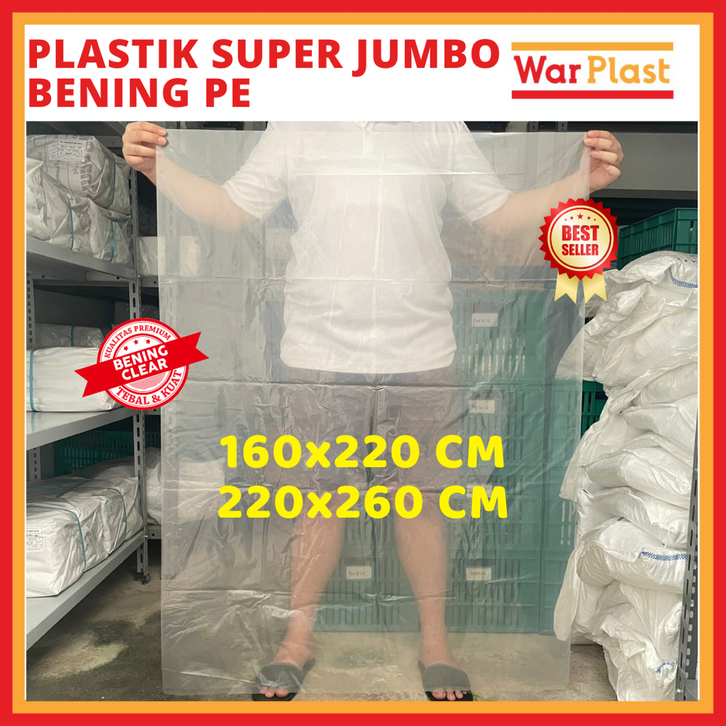 Plastik SUPER JUMBO 160x220cm & 220x260 TEBAL PE Anti Sobek Bocor Air | Karung Bening Plastik Ranjang Kasur Besar